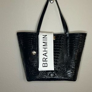 Brahmin black leather tote